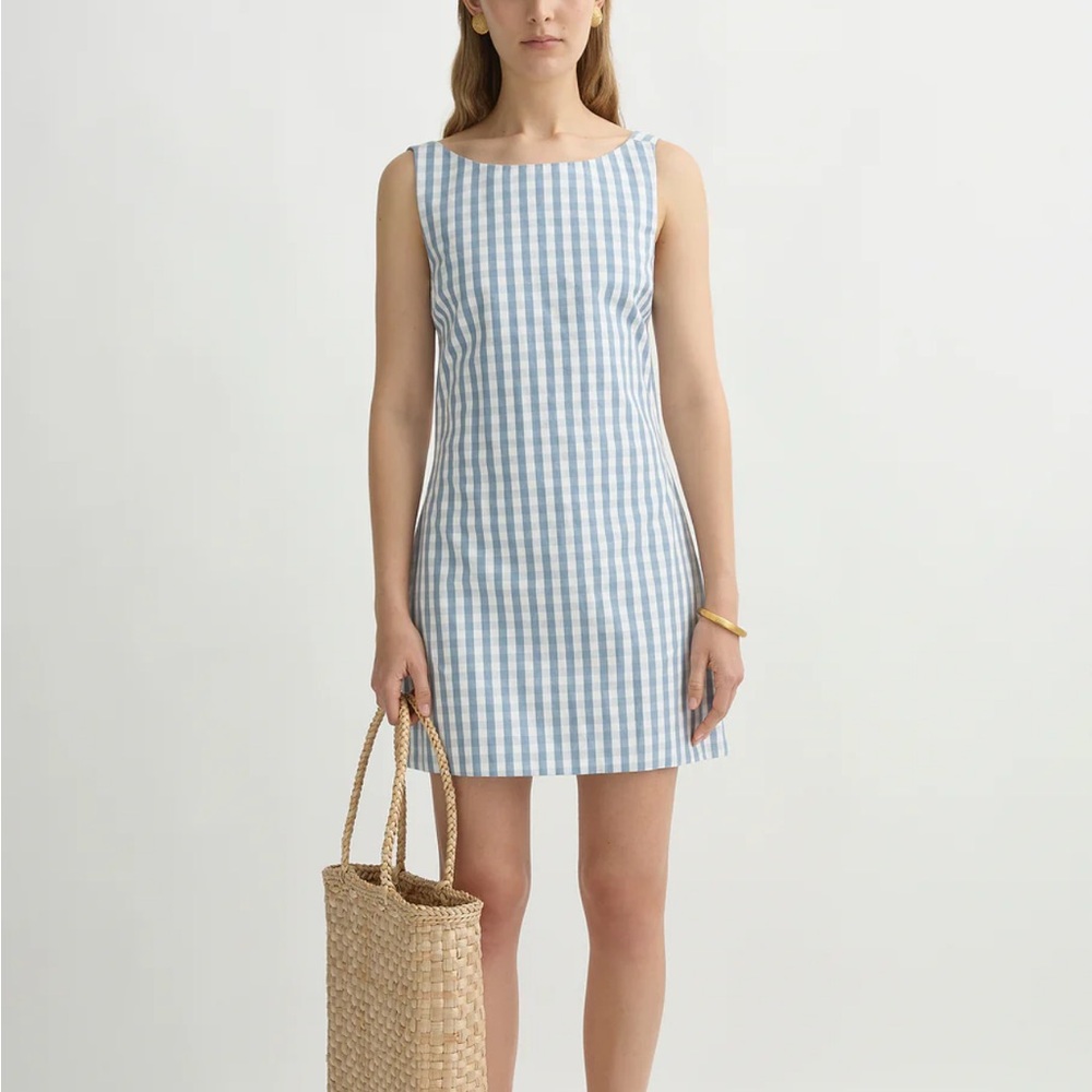 Posse Sky Blue and White Checkered Mini Dress